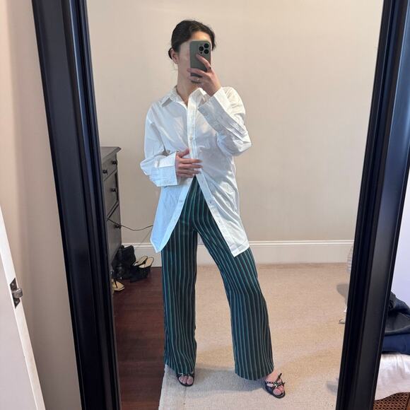 H&M Striped Satin Pants Green - Size 2 - Picture 4 of 5